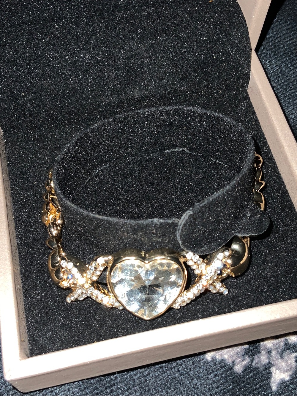 Gold Heart Crystal Bracelet - Women's Jewelry